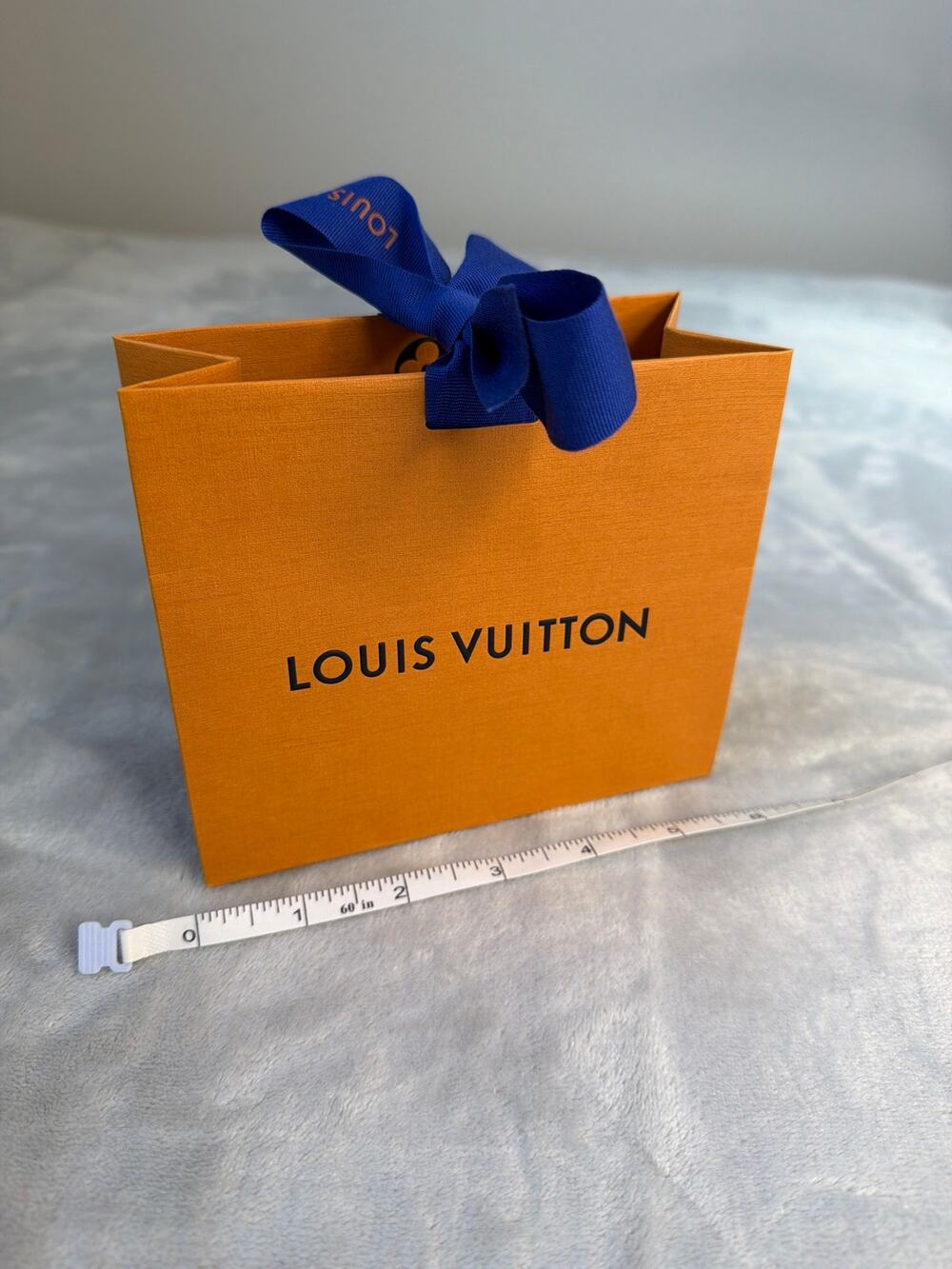 Louis Vuitton Empty Small Shopping Bag Saffron Orange Blue Ribbon Authentic